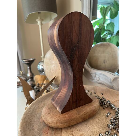 Casanuva solid walnut heirloom wooden Omega headphone stand 10” display decor - Picture 3 of 13